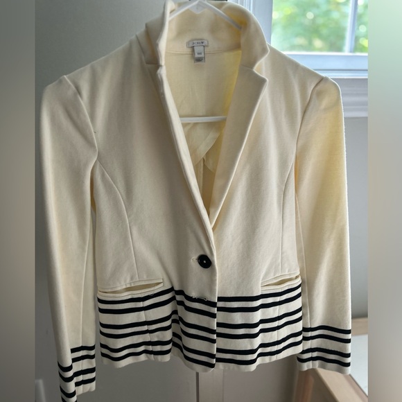 EUC Ivory J. Crew blazer with navy stripes - size xxs. - Picture 5 of 5